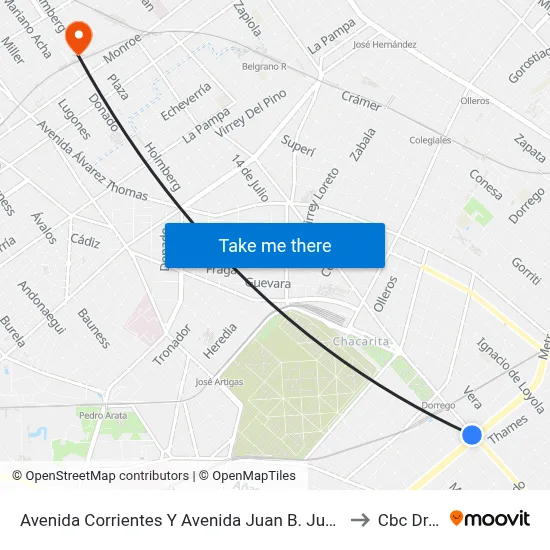 Avenida Corrientes Y Avenida Juan B. Justo (19 - 71) to Cbc Drago map