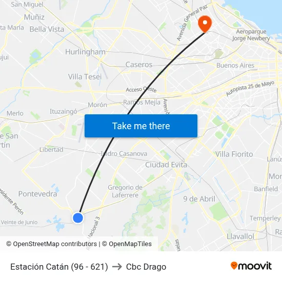 Estación Catán (96 - 621) to Cbc Drago map