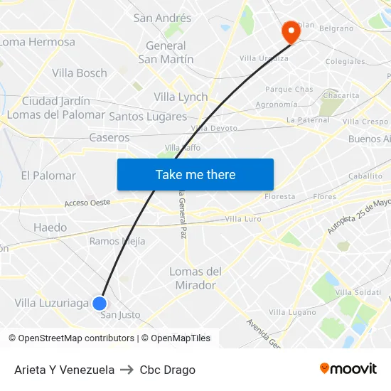 Arieta Y Venezuela to Cbc Drago map