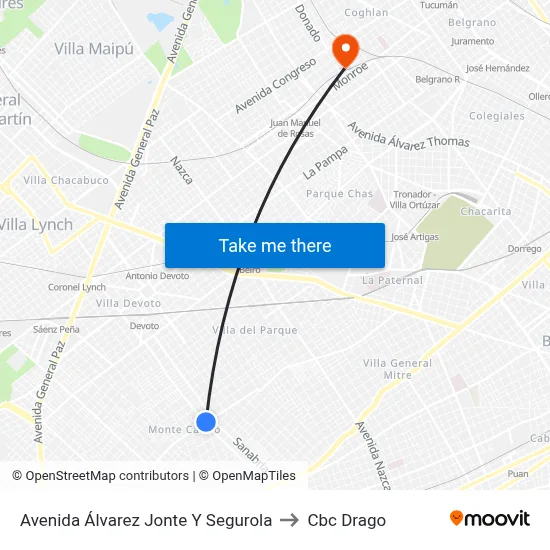 Avenida Álvarez Jonte Y Segurola to Cbc Drago map