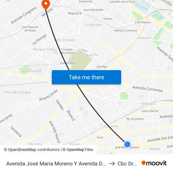 Avenida José María Moreno Y Avenida Directorio to Cbc Drago map