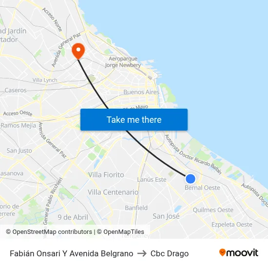Fabián Onsari Y Avenida Belgrano to Cbc Drago map