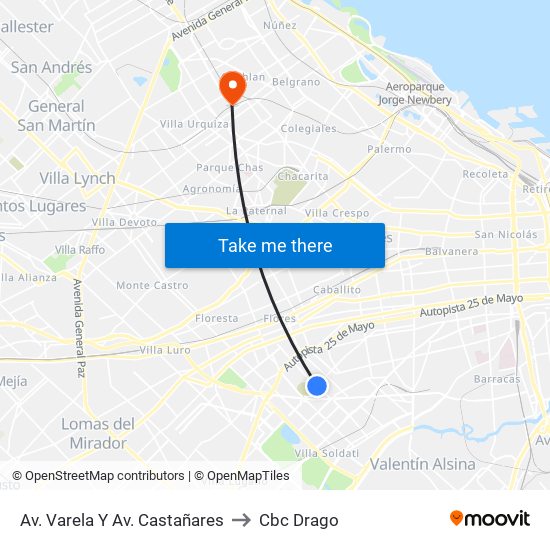 Av. Varela Y Av. Castañares to Cbc Drago map