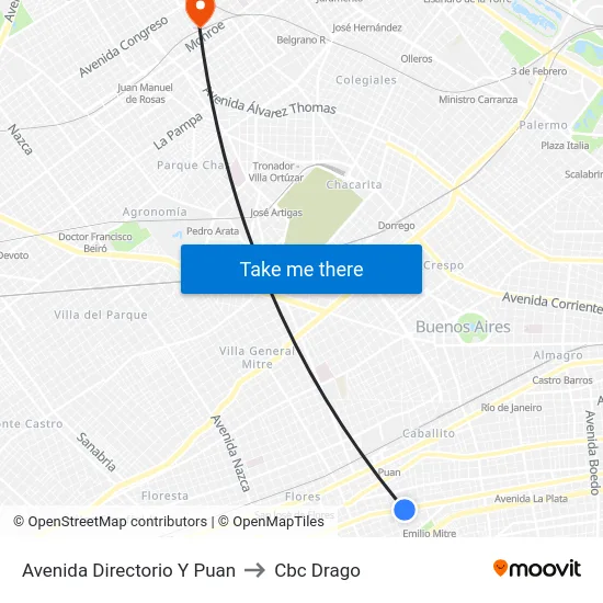 Avenida Directorio Y Puan to Cbc Drago map