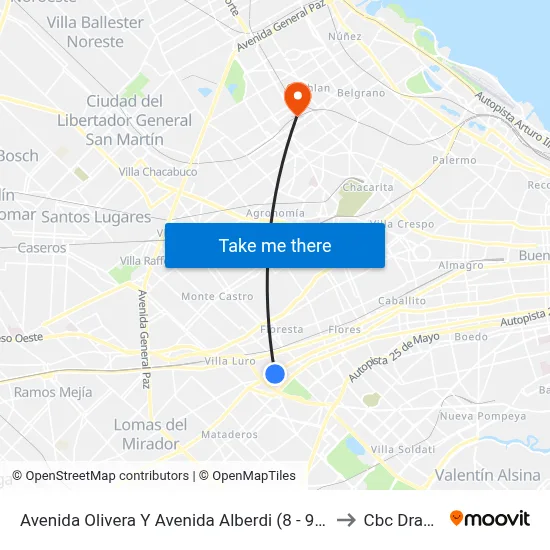 Avenida Olivera Y Avenida Alberdi (8 - 92) to Cbc Drago map