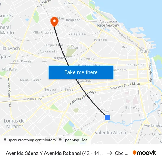 Avenida Sáenz Y Avenida Rabanal (42 - 44 - 46 - 70 - 177 - 178 - 188) to Cbc Drago map