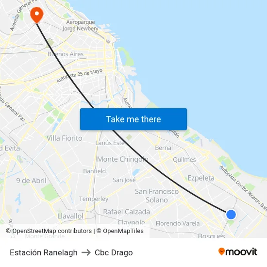 Estación Ranelagh to Cbc Drago map