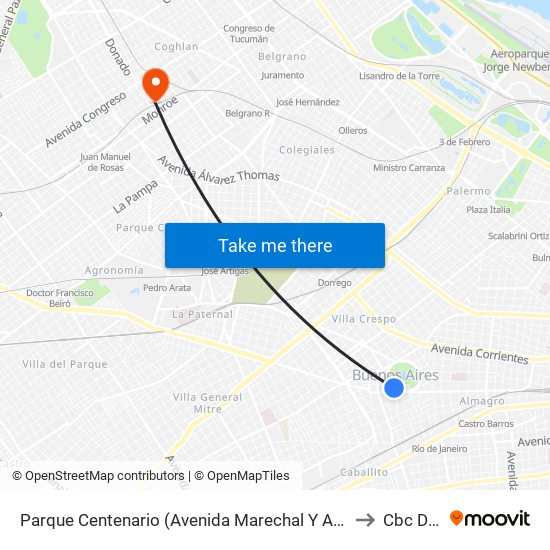 Parque Centenario (Avenida Marechal Y Avenida Díaz Vélez) to Cbc Drago map