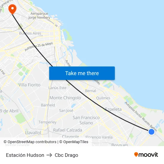 Estación Hudson to Cbc Drago map