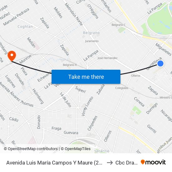 Avenida Luis María Campos Y Maure (29 - 59) to Cbc Drago map