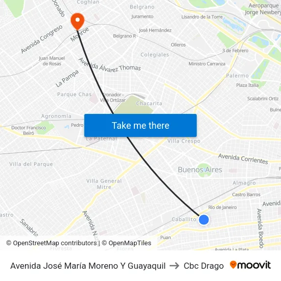 Avenida José María Moreno Y Guayaquil to Cbc Drago map