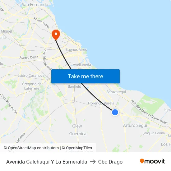 Avenida Calchaquí Y La Esmeralda to Cbc Drago map