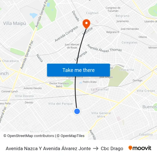 Avenida Nazca Y Avenida Álvarez Jonte to Cbc Drago map