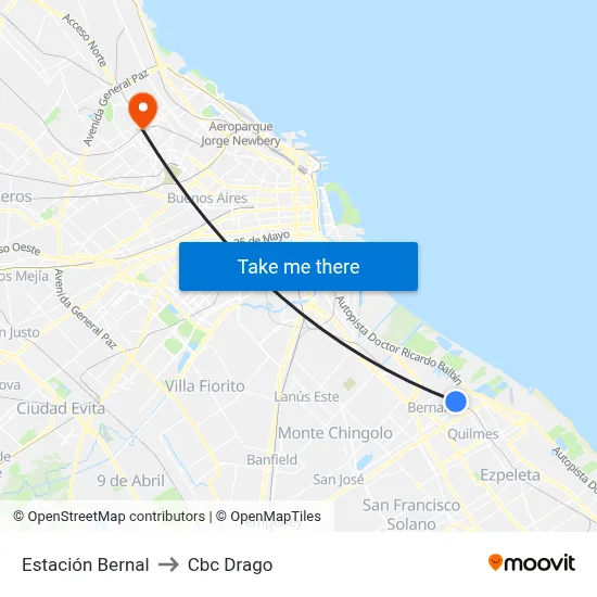 Estación Bernal to Cbc Drago map