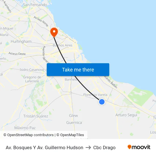 Av. Bosques Y Av. Guillermo Hudson to Cbc Drago map