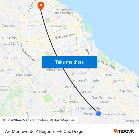 Av. Monteverde Y Begonia to Cbc Drago map