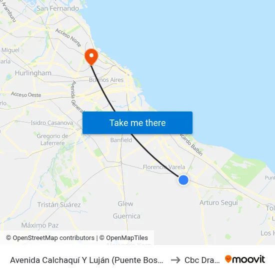 Avenida Calchaquí Y Luján (Puente Bosques) to Cbc Drago map