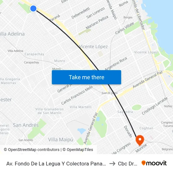 Av. Fondo De La Legua Y Colectora Panamericana to Cbc Drago map