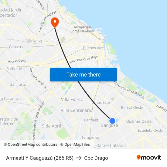 Armesti Y Caaguazú (266 R5) to Cbc Drago map