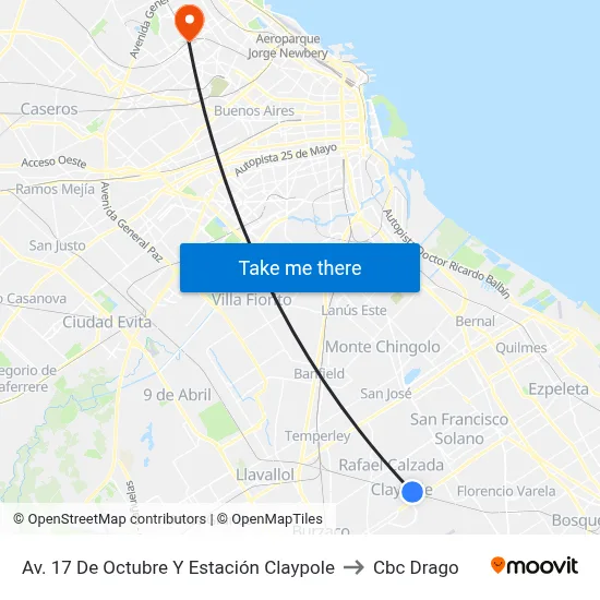 Av. 17 De Octubre Y Estación Claypole to Cbc Drago map