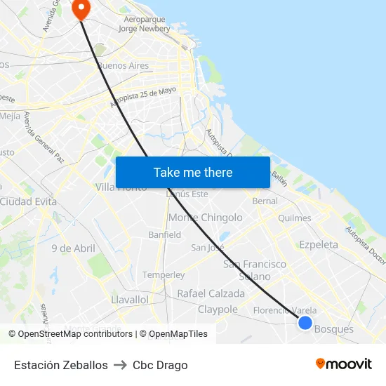 Estación Zeballos to Cbc Drago map