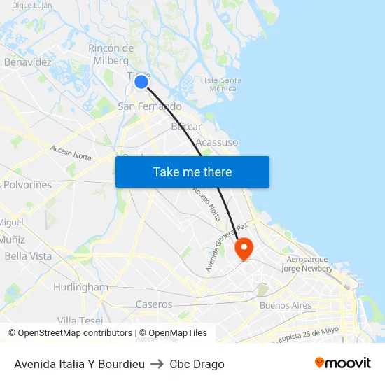 Avenida Italia Y Bourdieu to Cbc Drago map