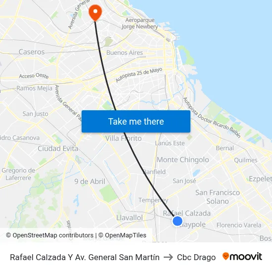 Rafael Calzada Y Av. General San Martín to Cbc Drago map