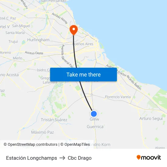 Estación Longchamps to Cbc Drago map