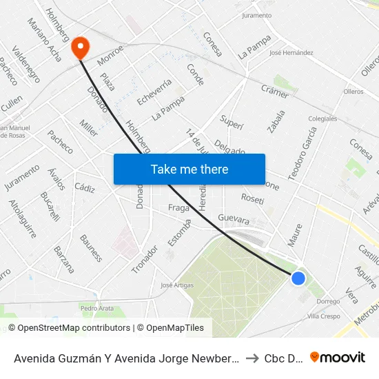 Avenida Guzmán Y Avenida Jorge Newbery (93 - 111 - 176) to Cbc Drago map