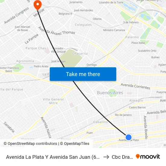 Avenida La Plata Y Avenida San Juan (65 - 85) to Cbc Drago map