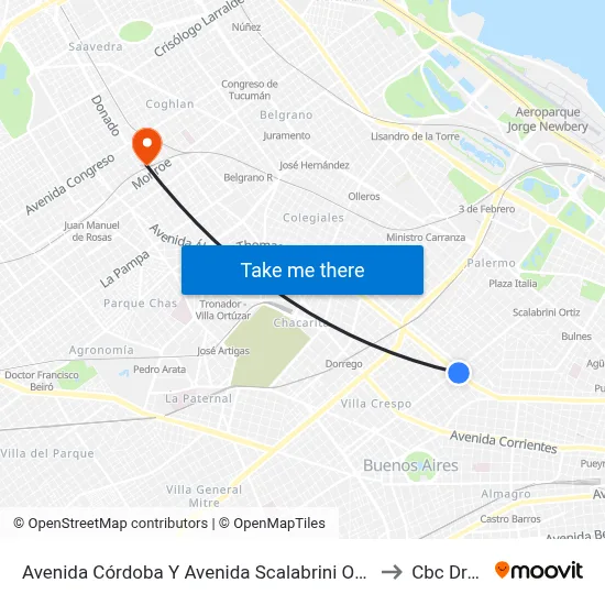 Avenida Córdoba Y Avenida Scalabrini Ortiz (140) to Cbc Drago map