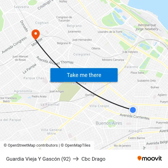 Guardia Vieja Y Gascón (92) to Cbc Drago map