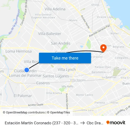 Estación Martín Coronado (237 - 320 - 326) to Cbc Drago map