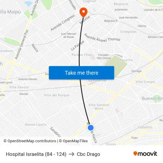 Hospital Israelita (84 - 124) to Cbc Drago map