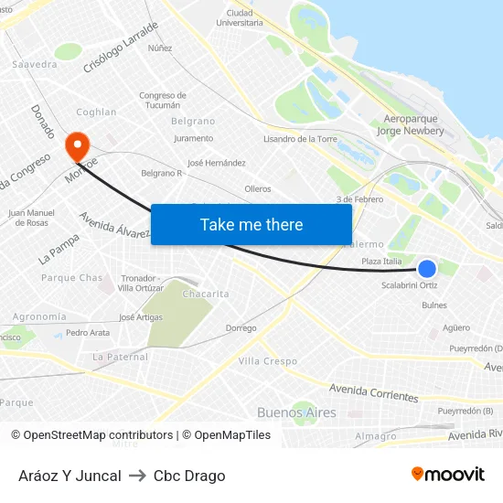 Aráoz Y Juncal to Cbc Drago map