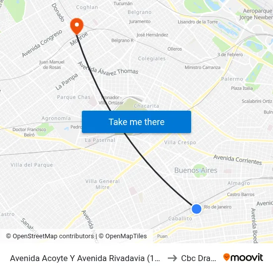 Avenida Acoyte Y Avenida Rivadavia (145) to Cbc Drago map