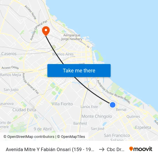 Avenida Mitre Y Fabián Onsari (159 - 197 - 293) to Cbc Drago map