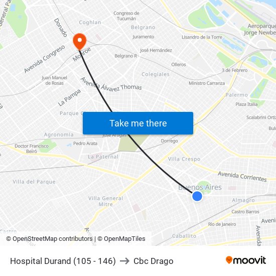 Hospital Durand (105 - 146) to Cbc Drago map