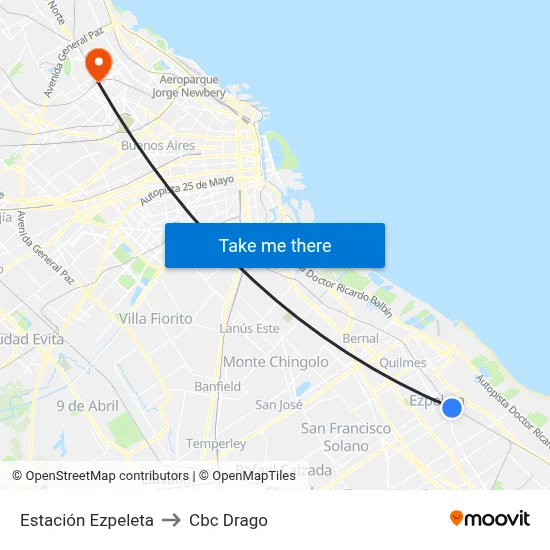 Estación Ezpeleta to Cbc Drago map