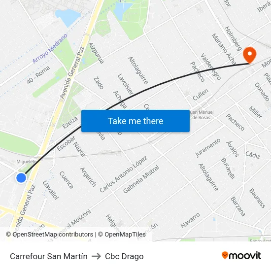 Carrefour San Martín to Cbc Drago map
