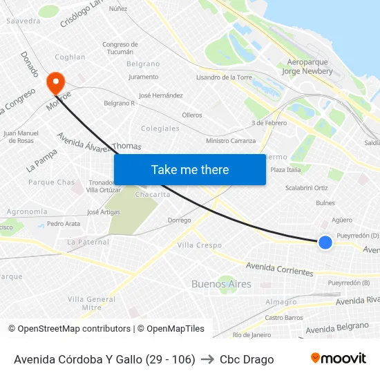Avenida Córdoba Y Gallo (29 - 106) to Cbc Drago map