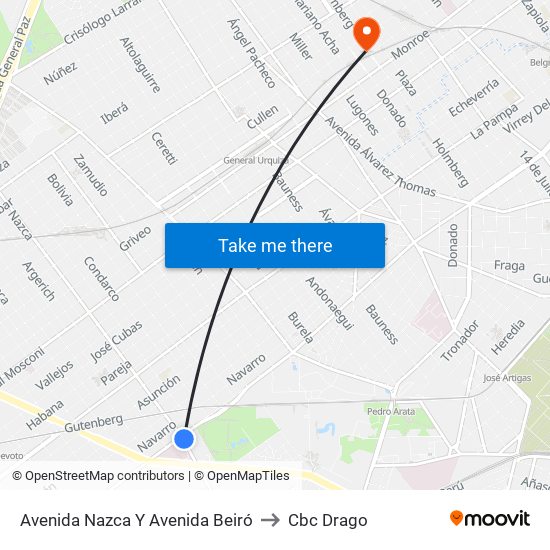 Avenida Nazca Y Avenida Beiró to Cbc Drago map