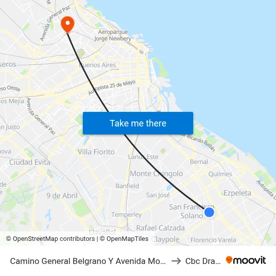 Camino General Belgrano Y Avenida Mosconi to Cbc Drago map