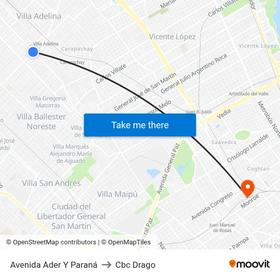 Avenida Ader Y Paraná to Cbc Drago map