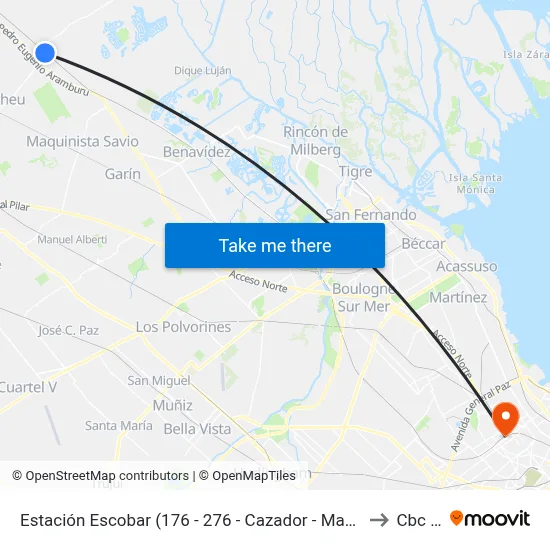 Estación Escobar (176 - 276 - Cazador - Manny - Lago - Paraná De Las Palmas) to Cbc Drago map
