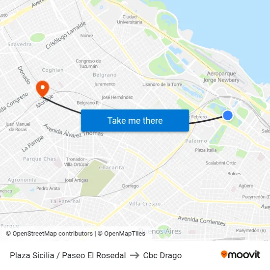 Plaza Sicilia / Paseo El Rosedal to Cbc Drago map