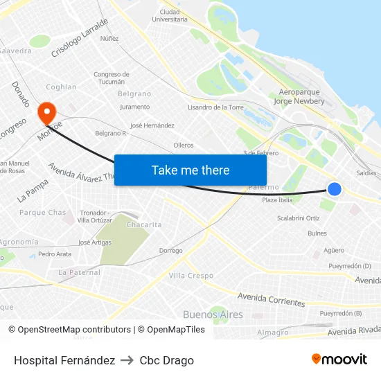 Hospital Fernández to Cbc Drago map