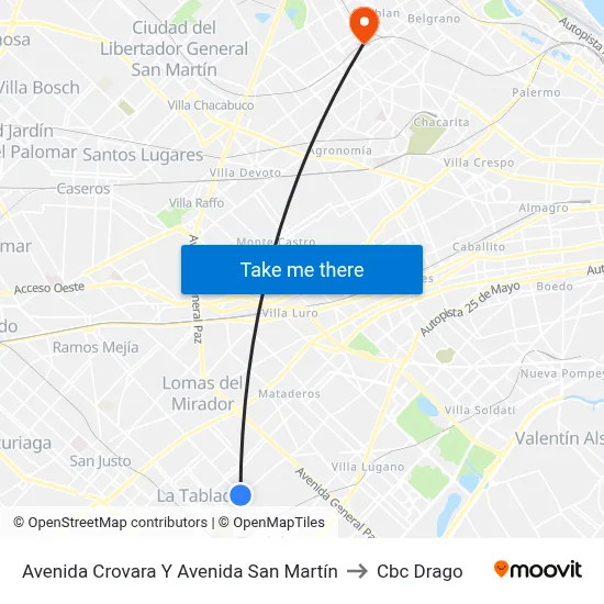 Avenida Crovara Y Avenida San Martín to Cbc Drago map