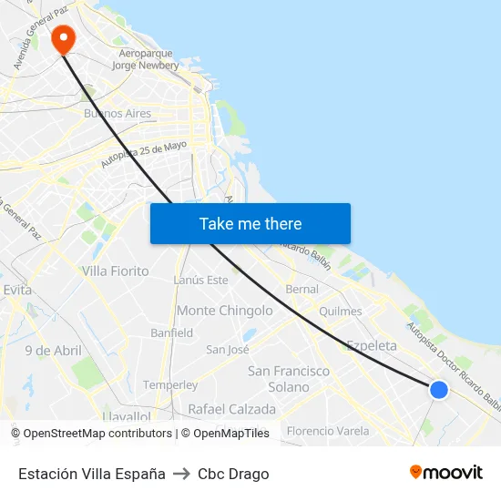 Estación Villa España to Cbc Drago map