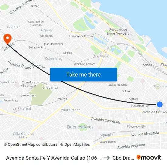 Avenida Santa Fe Y Avenida Callao (106 - 152) to Cbc Drago map
